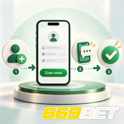 669BET — ilustração das etapas de criação de conta no celular