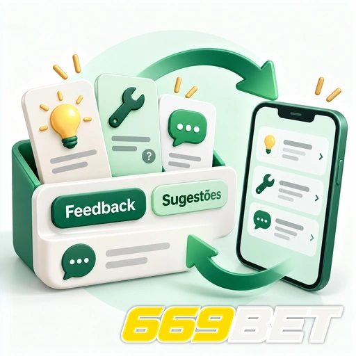 669BET — ilustração de central de feedback com sugestões e ícones de mensagens