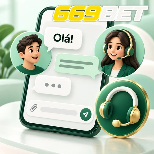 669BET — ilustração de conversa de suporte no celular com atendente e headset