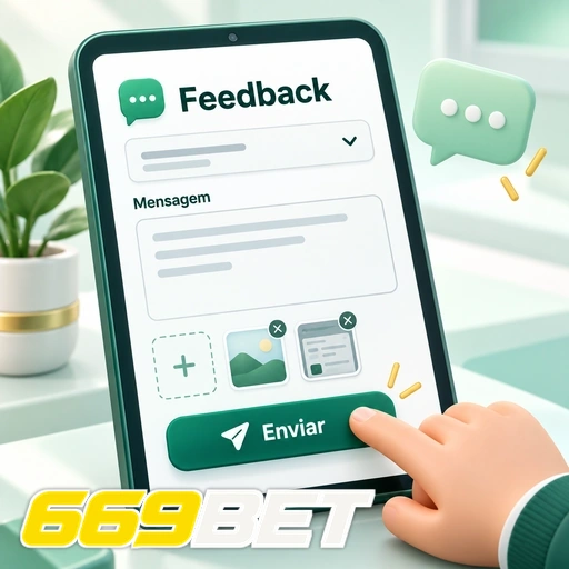 669BET — ilustração de formulário de feedback com campo de mensagem e botão de envio