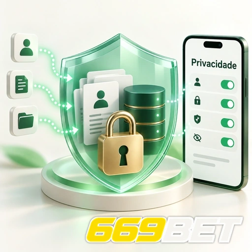 669BET — ilustração de privacidade e proteção de dados com escudo, cadeado e celular
